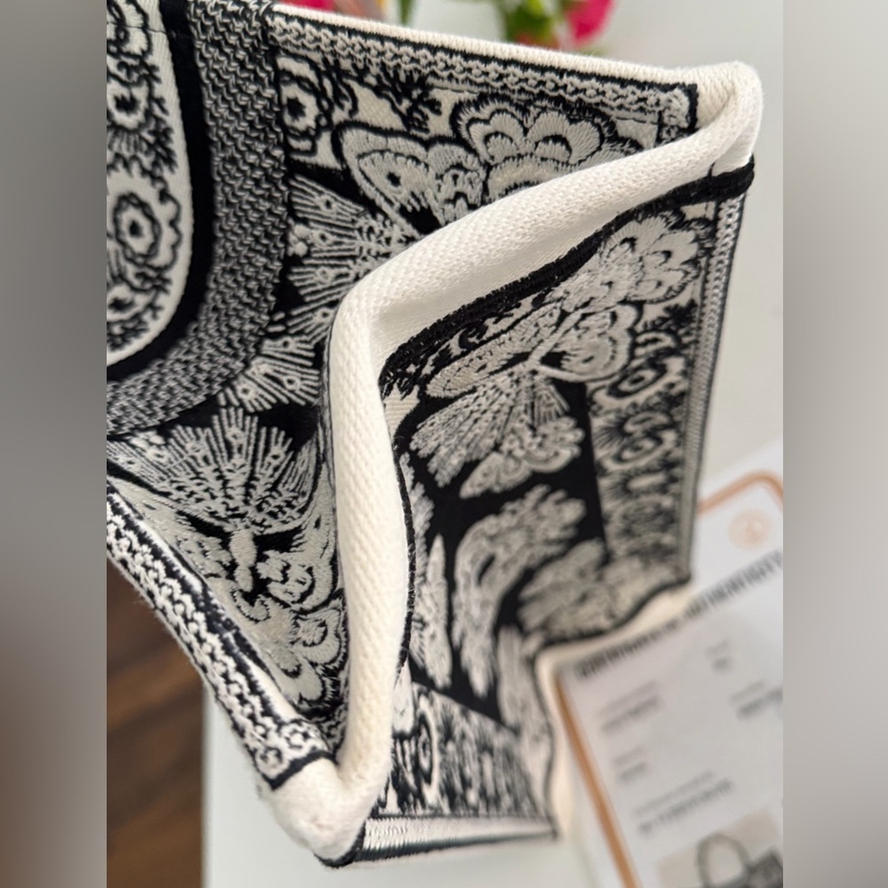 Christian Dior Canvas Butterfly Bandana Embroidered Medium Book Tote ~ 2 COA’s - Picture 5 of 15